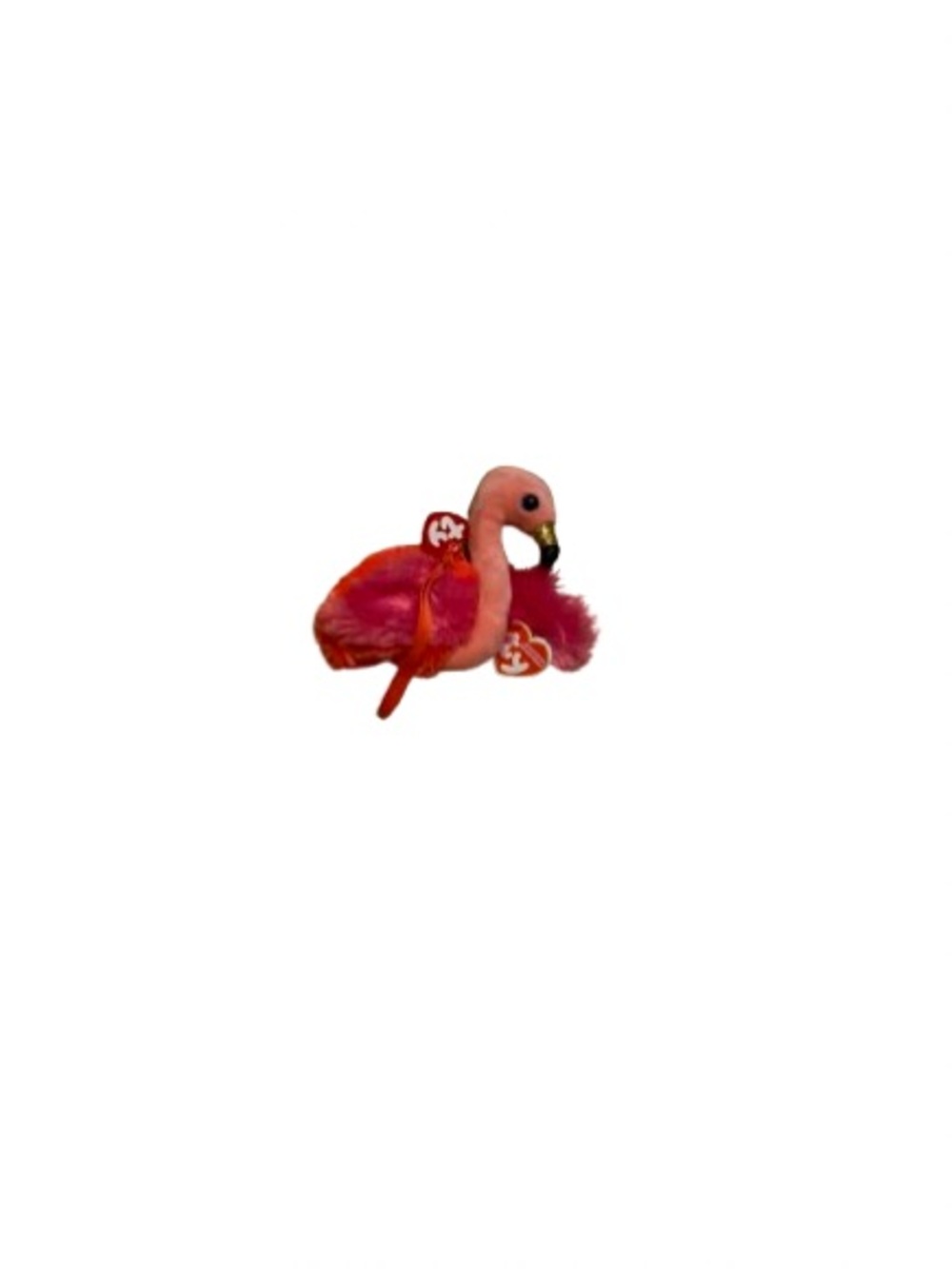 Ty Pink Flamingo Plush Change purse with zipper with Heart Tag